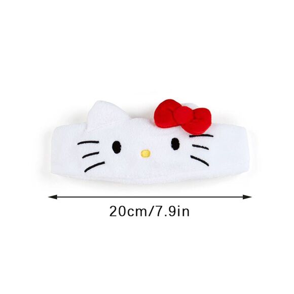 Hello Kitty Plush Face Wash Make-up Face Cream Plush Elastic Non-Slip Headband - Picture 4 of 6